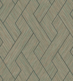 Papel pintado figuras entrelazadas de fibras de cáñamo verde con textura Sisay Braided 681843