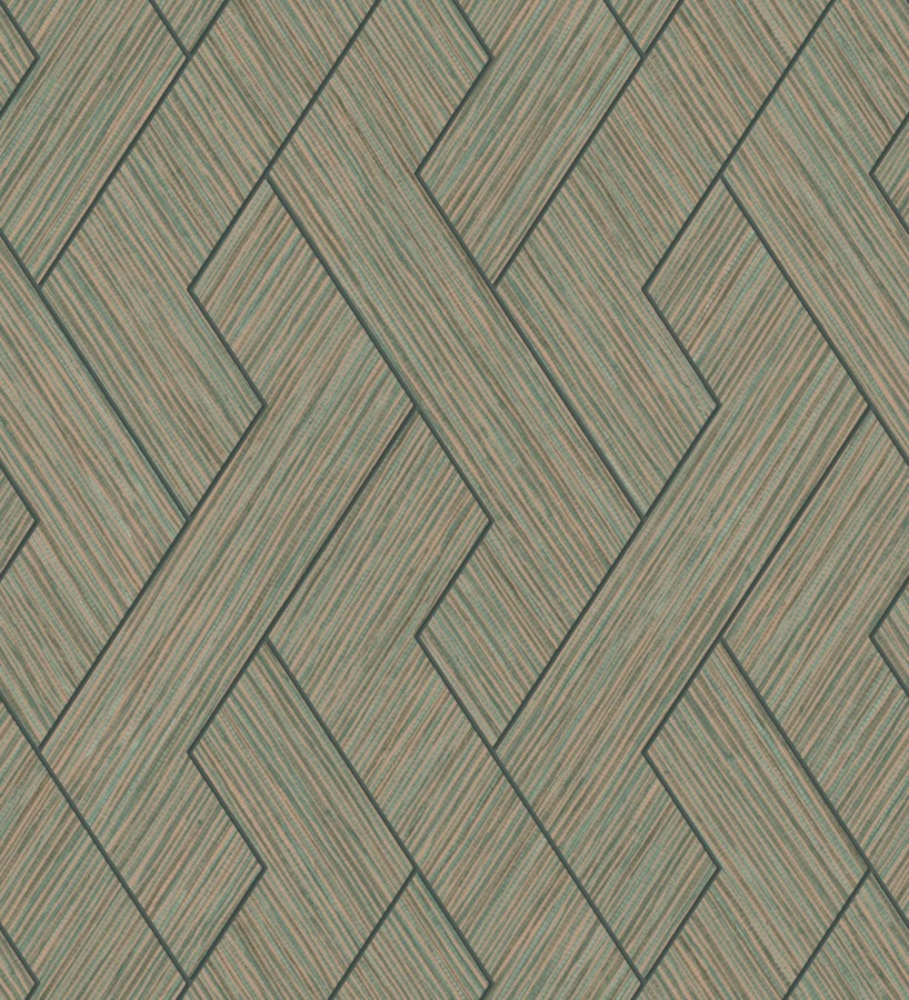 Papel pintado figuras entrelazadas de fibras de cáñamo verde con textura Sisay Braided 681843