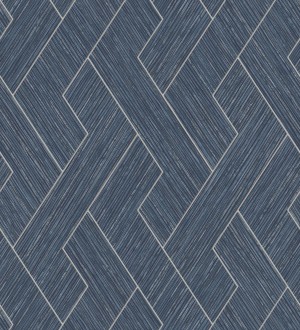 Papel pintado figuras entrelazadas de fibras de cáñamo azul con textura Sisay Braided 681844