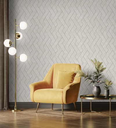Papel pintado figuras entrelazadas de fibras de cáñamo beige tostado con textura Sisay Braided 681845