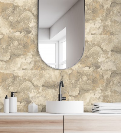 Papel pintado losas de piedra de cuarcita con incrustaciones doradas Sika Stone 681849