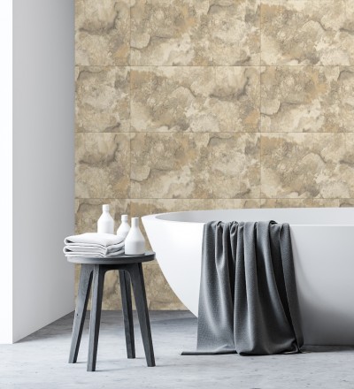 Papel pintado losas de piedra de cuarcita con incrustaciones doradas Sika Stone 681849
