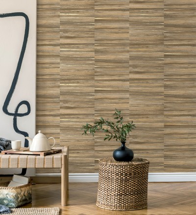 Papel pintado lascas de madera con inserciones en oro Jabarl 681862