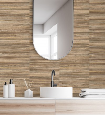Papel pintado lascas de madera con inserciones en oro Jabarl 681862