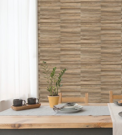Papel pintado lascas de madera con inserciones en oro Jabarl 681862