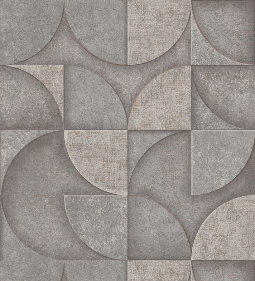 Papel pintado geométrico efecto textura de piedra tonos grises estilo industrial Tribial 681865