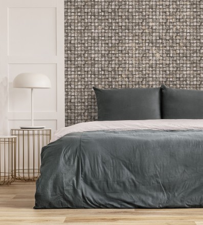 Papel pintado mosaicos de madera natural teñido en color pardo Baako 681872