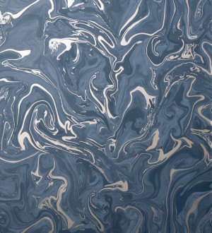 Papel pintado efecto mineral piedra de ágata azul Mirko 681962