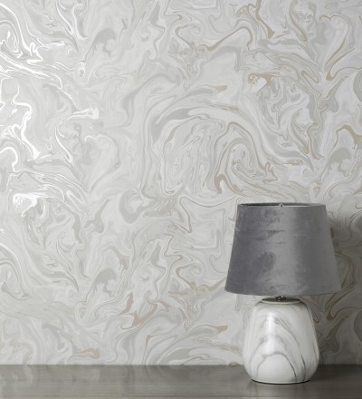 Papel pintado efecto mineral piedra de ágata blanca Mirko 681963