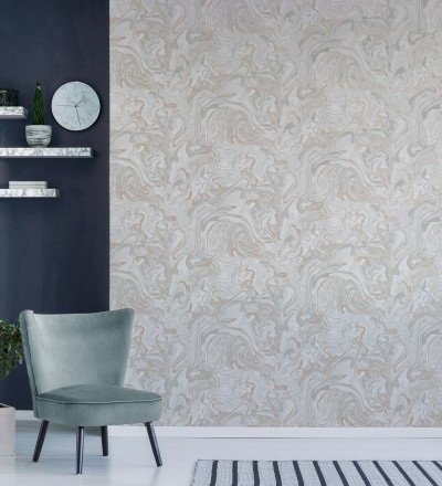 Papel pintado efecto mineral piedra de ágata blanca Mirko 681963