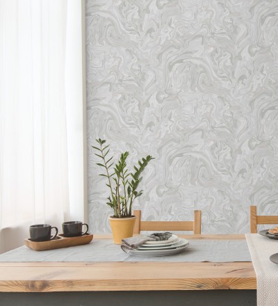 Papel pintado efecto mineral piedra de ágata blanca Mirko 681963