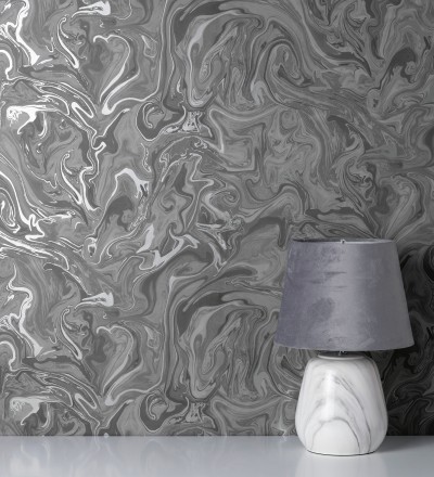 Papel pintado efecto mineral piedra de ágata gris antracita Mirko 681964