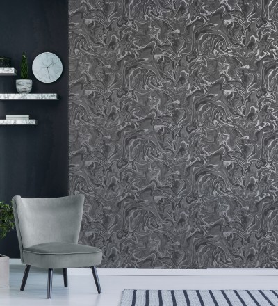 Papel pintado efecto mineral piedra de ágata gris antracita Mirko 681964