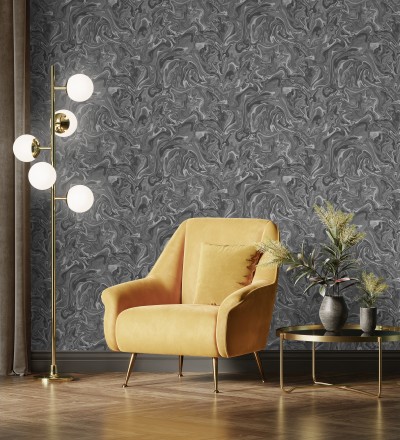 Papel pintado efecto mineral piedra de ágata gris antracita Mirko 681964