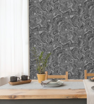 Papel pintado efecto mineral piedra de ágata gris antracita Mirko 681964