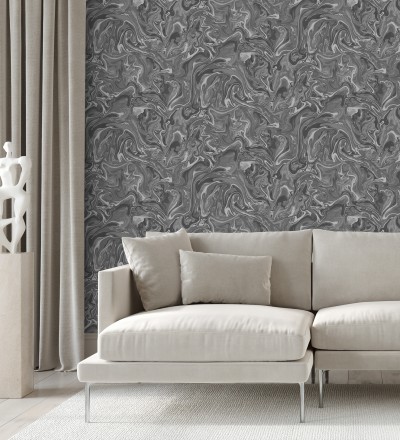 Papel pintado efecto mineral piedra de ágata gris antracita Mirko 681964