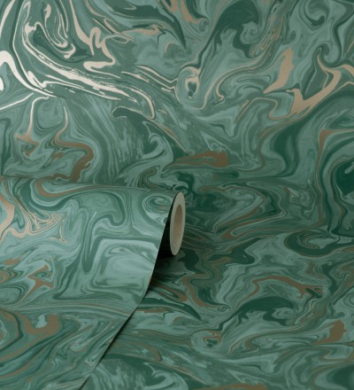 Papel pintado efecto mineral piedra de ágata verde Mirko 681965