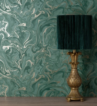 Papel pintado efecto mineral piedra de ágata verde Mirko 681965