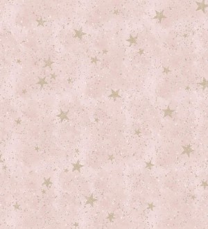 Papel pintado infantil de cielo rosa con estrellas doradas Itzel 681984