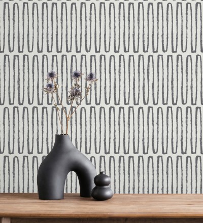 Papel pintado étnico diseño geométrico africano negro Barak 682038
