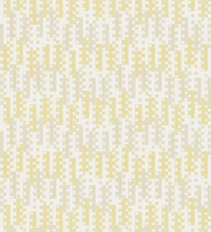 Papel pintado geométrico de puntos y recuadros amarillos estilo retro Evian 682044