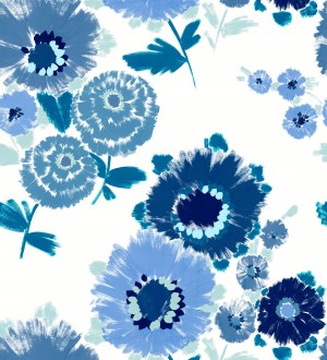 Papel pintado de flores grandes colores intensos en azul Klein Micaela Spring 682130