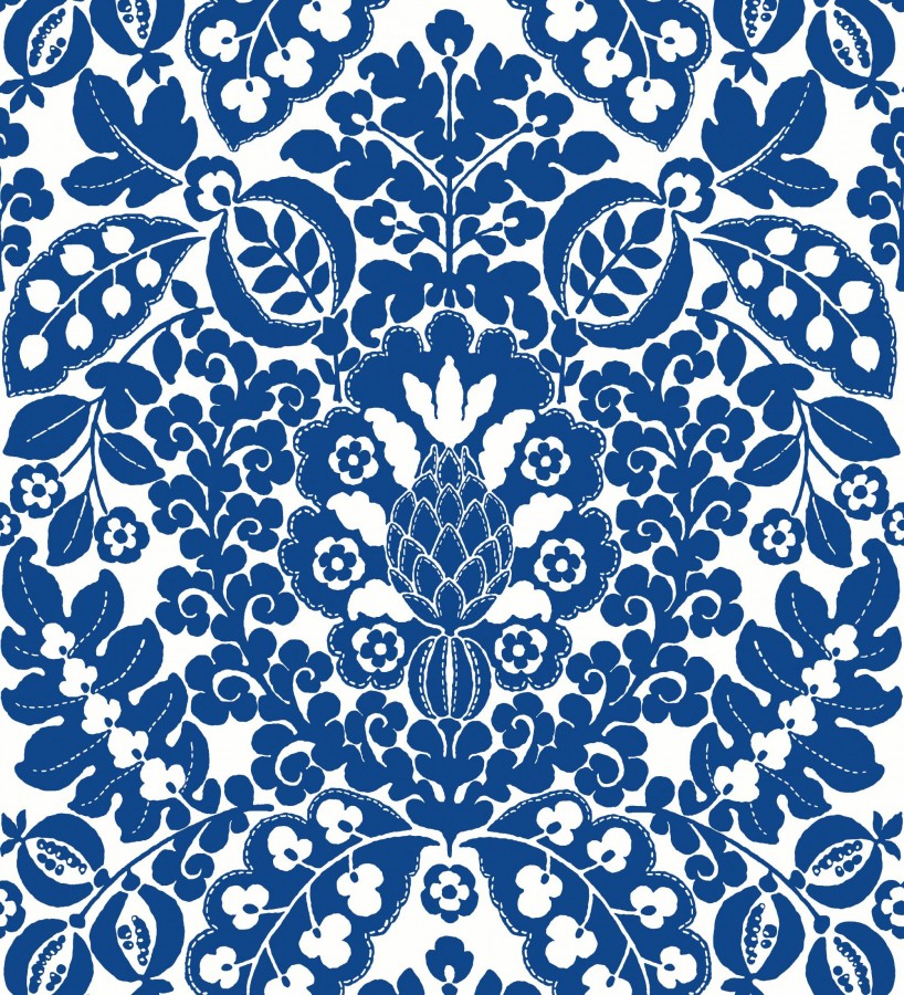 Papel pintado damasco estilo francés color intenso azul Reiko 682133