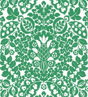 Papel pintado damasco estilo francés color intenso verde Reiko 682134