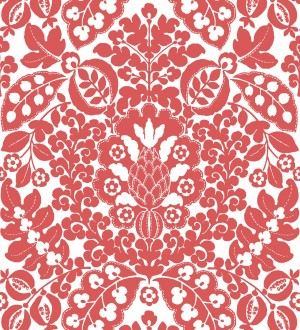 Papel pintado damasco estilo francés color rojo Reiko 682137