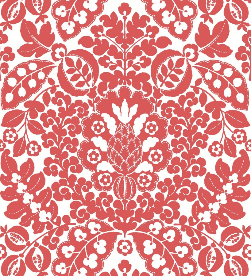 Papel pintado damasco estilo francés color rojo Reiko 682137