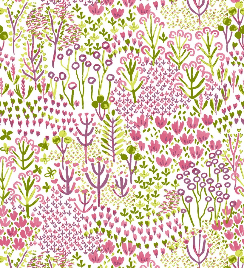 Papel pintado jardín botánico color intenso rosa Amy Garden 682150
