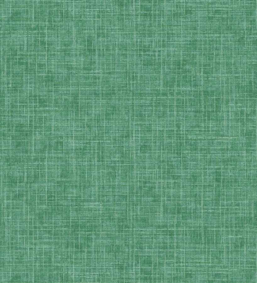 Papel pintado liso imitación lino color intenso verde Airam Linen 682154