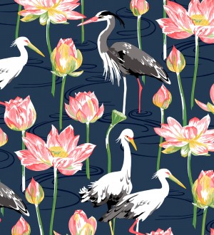 Papel pintado de pájaros y garzas reales en estanque japonés Herons Royal 682162