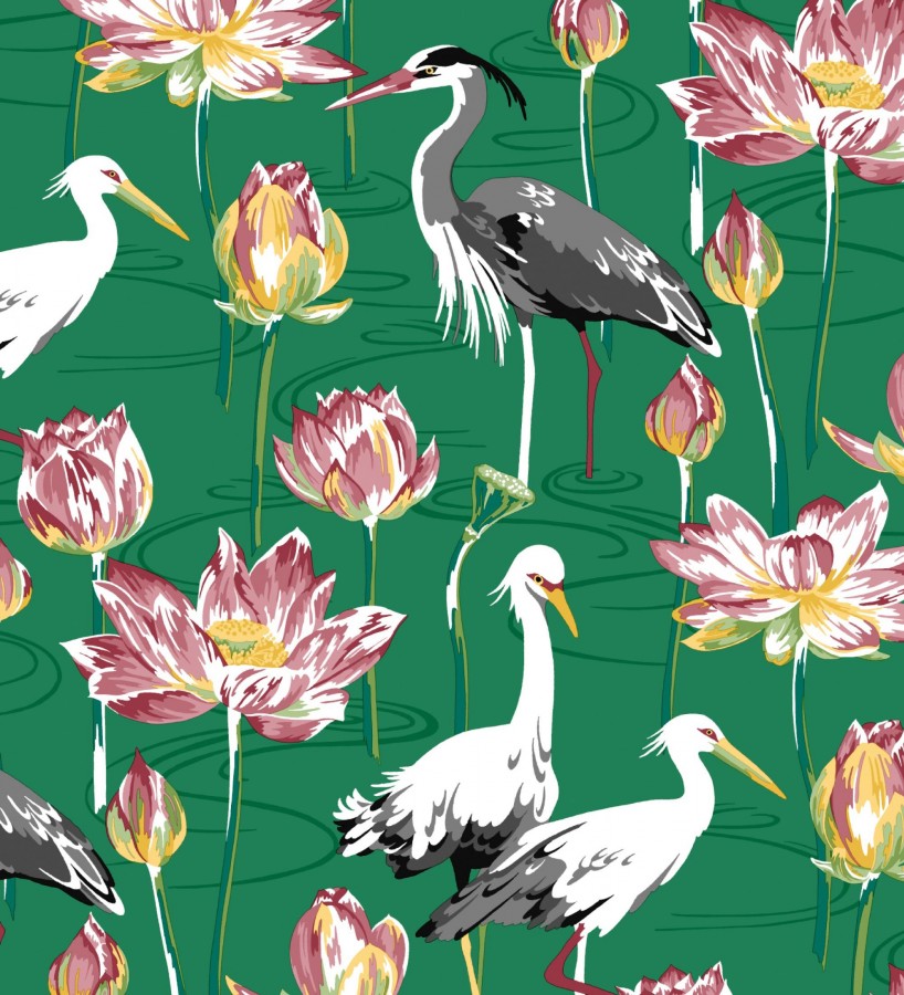 Papel pintado de pájaros y garzas reales en estanque japonés Herons Royal 682163