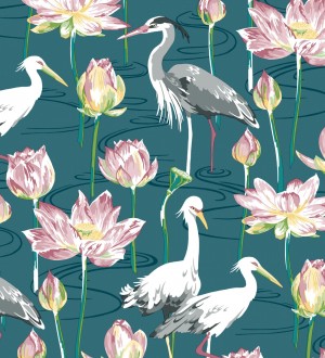 Papel pintado de pájaros y garzas reales en estanque japonés Herons Royal 682164