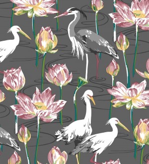 Papel pintado de pájaros y garzas reales en estanque japonés Herons Royal 682165