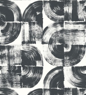 Papel pintado abstracto evocando discos de vinilo negro estilo retro moderno Sipho 682286