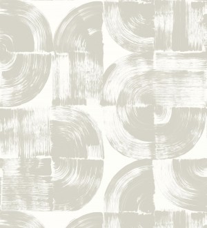 Papel pintado abstracto evocando discos de vinilo gris claro estilo retro moderno Sipho 682288
