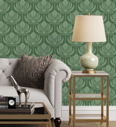 Papel pintado hojas de palma egipcia color verde Malaika 682308