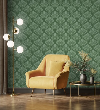 Papel pintado hojas de palma egipcia color verde Malaika 682308