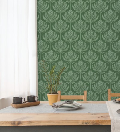 Papel pintado hojas de palma egipcia color verde Malaika 682308