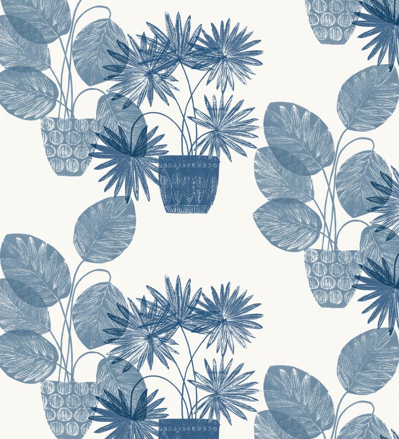 Papel pintado de macetas de hojas de palma azul Imena Pots 682352