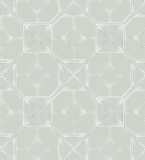 Papel pintado celosía metalizada fondo gris verdoso Evan House 682294