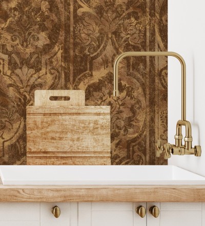 Papel pintado de estilo victoriano sobre estuco con relieve Neptune Stone 676365