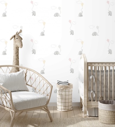 Papel pintado elefantes infantiles con cometas Candy Elephants 232118
