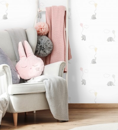 Papel pintado elefantes infantiles con cometas Candy Elephants 232118