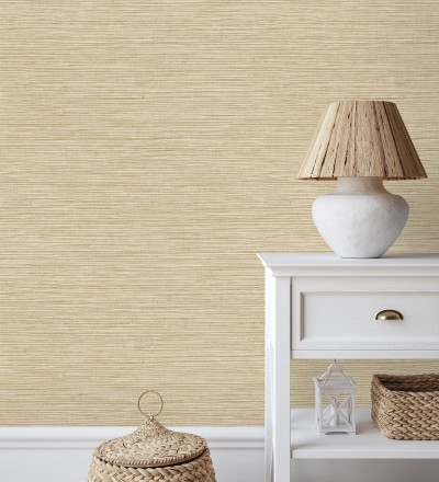 Papel pintado con textura de fibras de cáñamo color natural Sisay Texture 681832