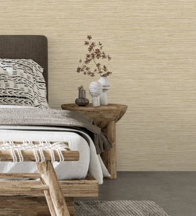 Papel pintado con textura de fibras de cáñamo color natural Sisay Texture 681832