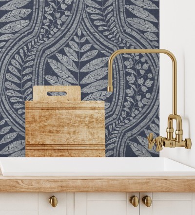Papel pintado gran damasco con hojas hindú Scandi Palace 680867