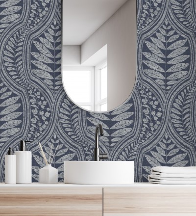 Papel pintado gran damasco con hojas hindú Scandi Palace 680867